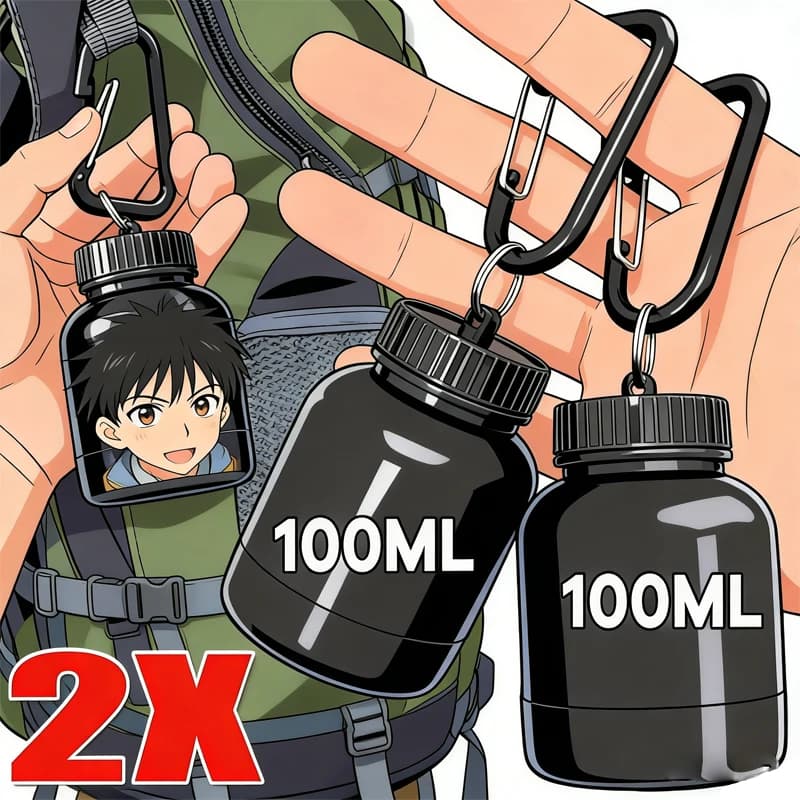 Wrist Bottle for Powder Protein with Keychain, Pill and Funnel Container for Sport and Camping