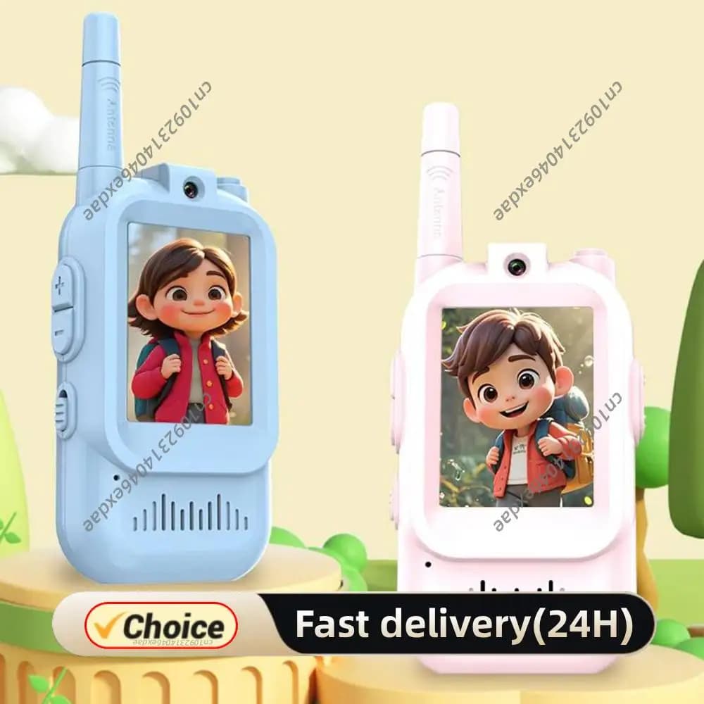 Walkie Talkie Video per Bambini, Set da 2 Ricaricabili, Regali di Natale e Compleanno per Ragazzi e Ragazze
