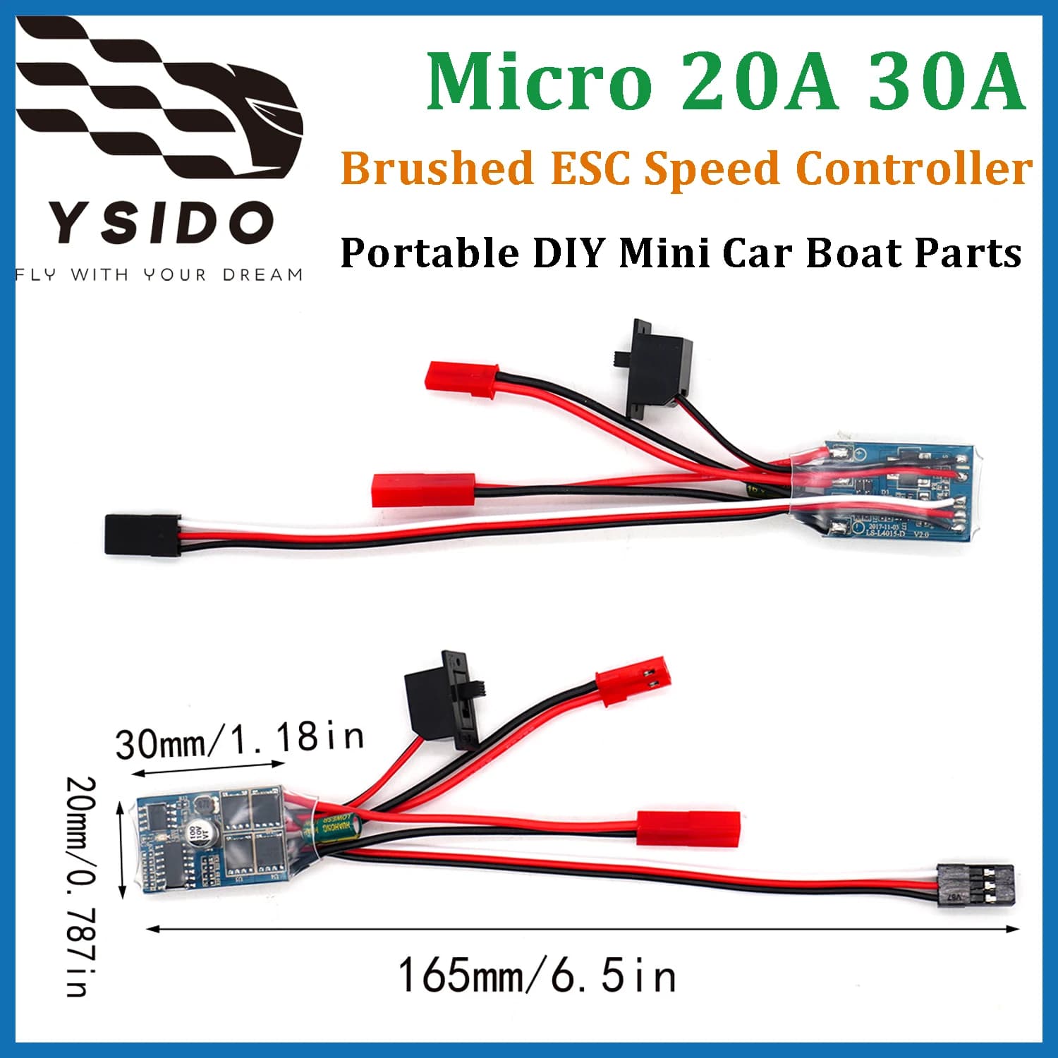 Parti portatili di mini barche per auto fai da te spazzolate ESC 20A 30A Micro regolatore di velocità elettrico per 1/24 1/18 1/16 RC Mosquito Mini-z Auto