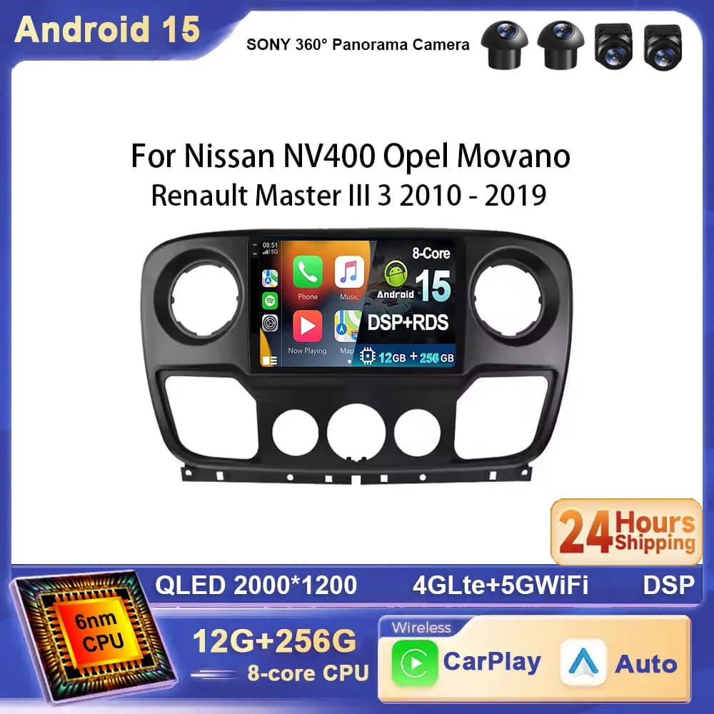 For Renault Master Nissan NV400 Opel Movano Renault Master III 3 2010 - 2019 Android 15 Car Radio Multimedia Navigation Carplay