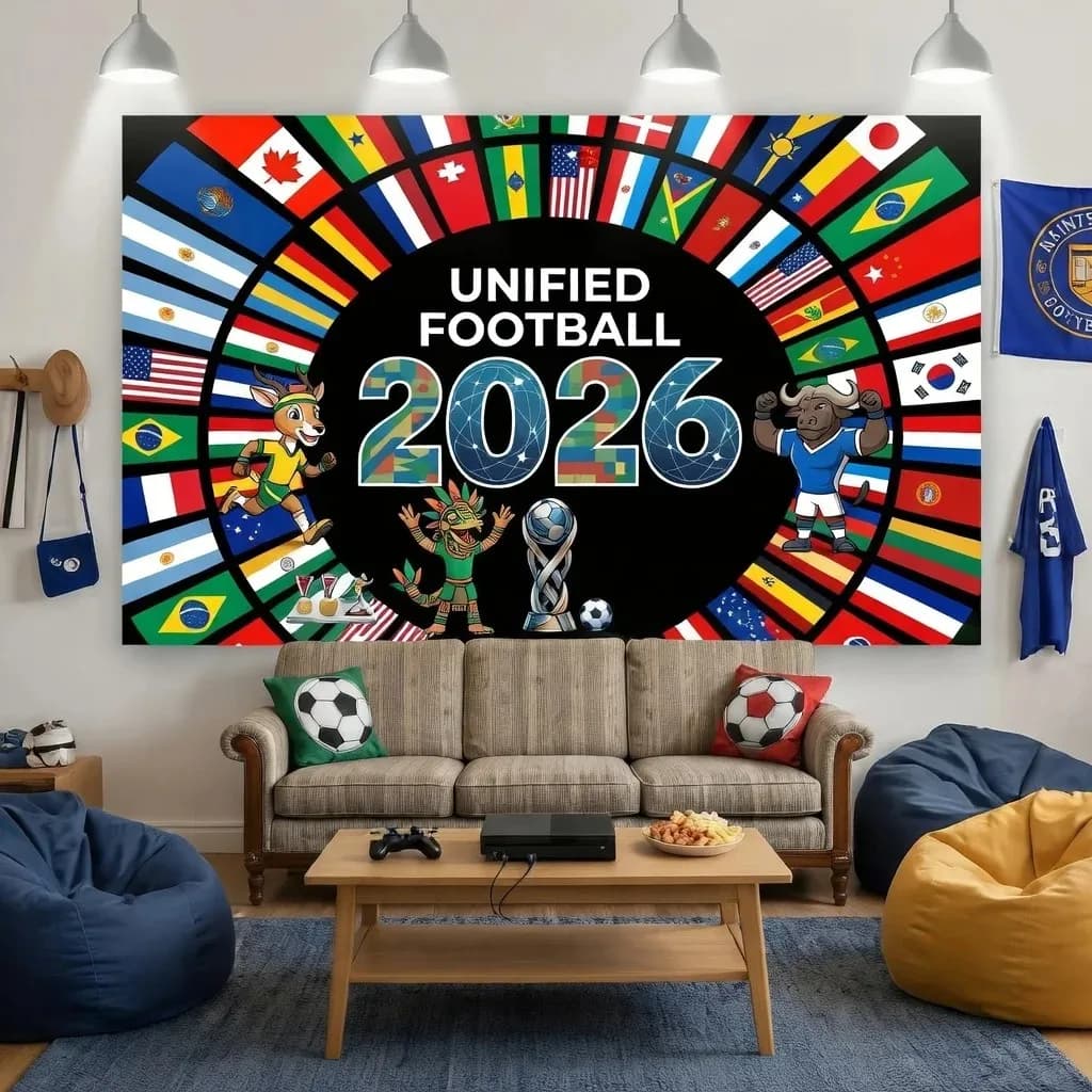 VIKAMA 2026 Soccer Cup Tapestry World Football Event Wall Hanging Sport Fan Room Decor Party Backdrop Graphic Print Blanket