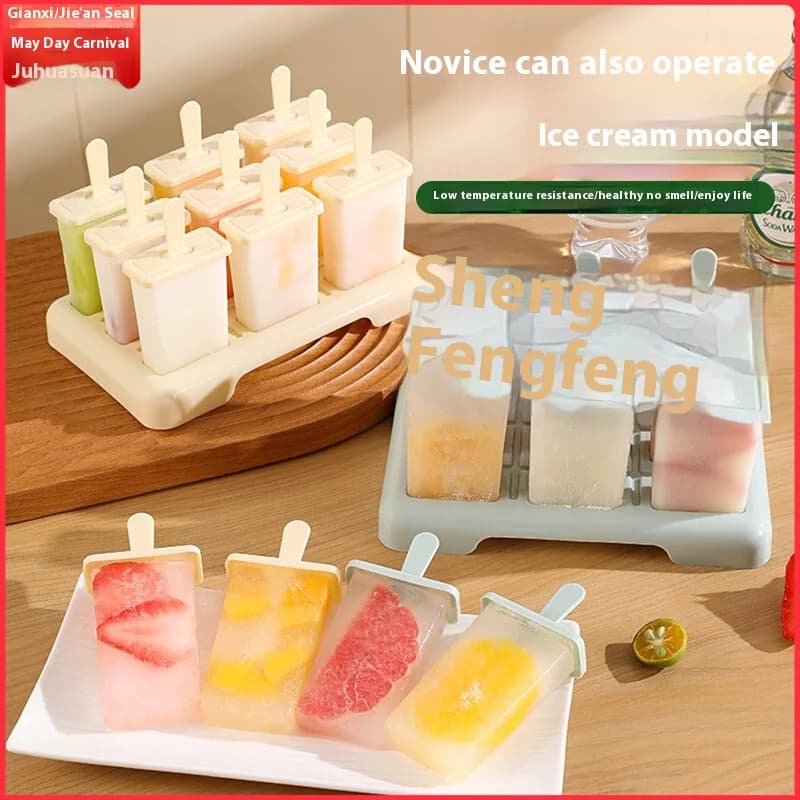 Gianxi Stampo per gelato per uso domestico Stampi per realizzare ghiaccioli Strumenti per macinare il gelato Scatole per cubetti di ghiaccio Scatole per la produzione di ghiaccio