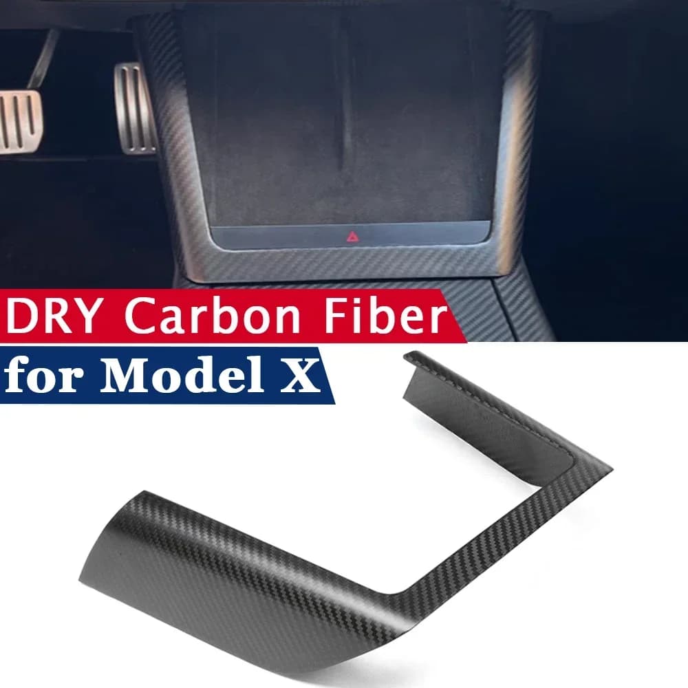 Nuova copertura in fibra di carbonio a secco per Tesla Model X 2021 2022 2023 2024 LHD RHD Accessori interni Scatola di ricarica wireless Adesivo per telaio
