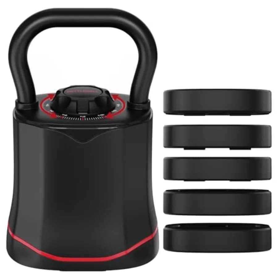 Kettlebell Adjustable 6-in-1 with Quick Change, 6.5-40 LBS Set, Bidirectional Rotation, Space Saving, Adjustable Body Weight
