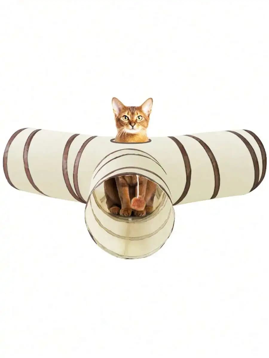 Printed Cat Tunnel Toy For Indoor Cats, Relieves Boredom, Multiple Sizes Available