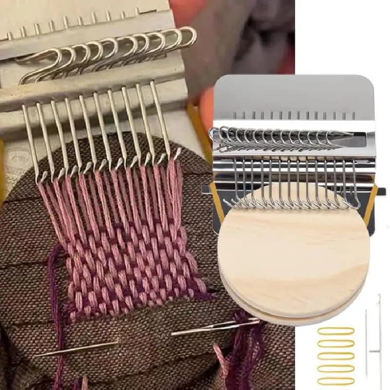 12/14/28 Hooks Small Weaving Loom, Wooden Speedweve Darning Loom Type Weave Tool, Convenient DIY Darning Machine for Clothes