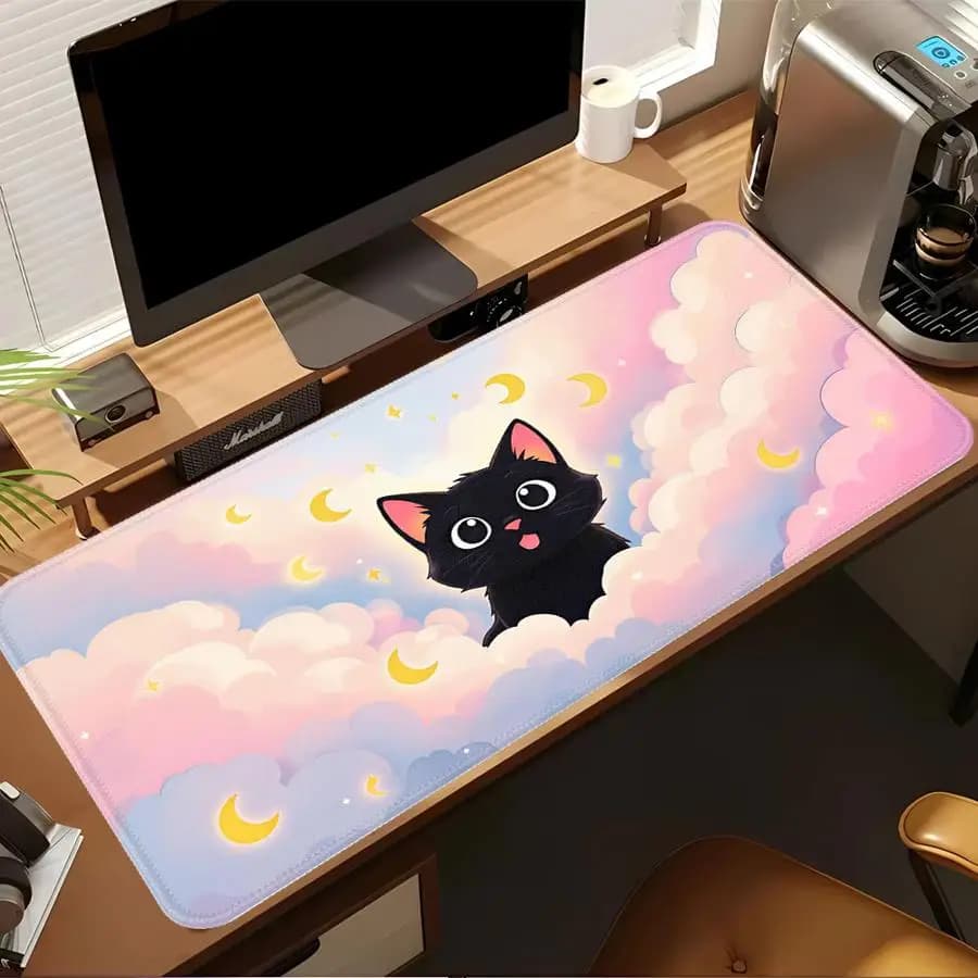 Cat Moon Stars Pastel Sky rubber Mouse Pad Keyboard Mouse Pad Game Console Pad office Pad Desk accessories Computer Laptop Pad
