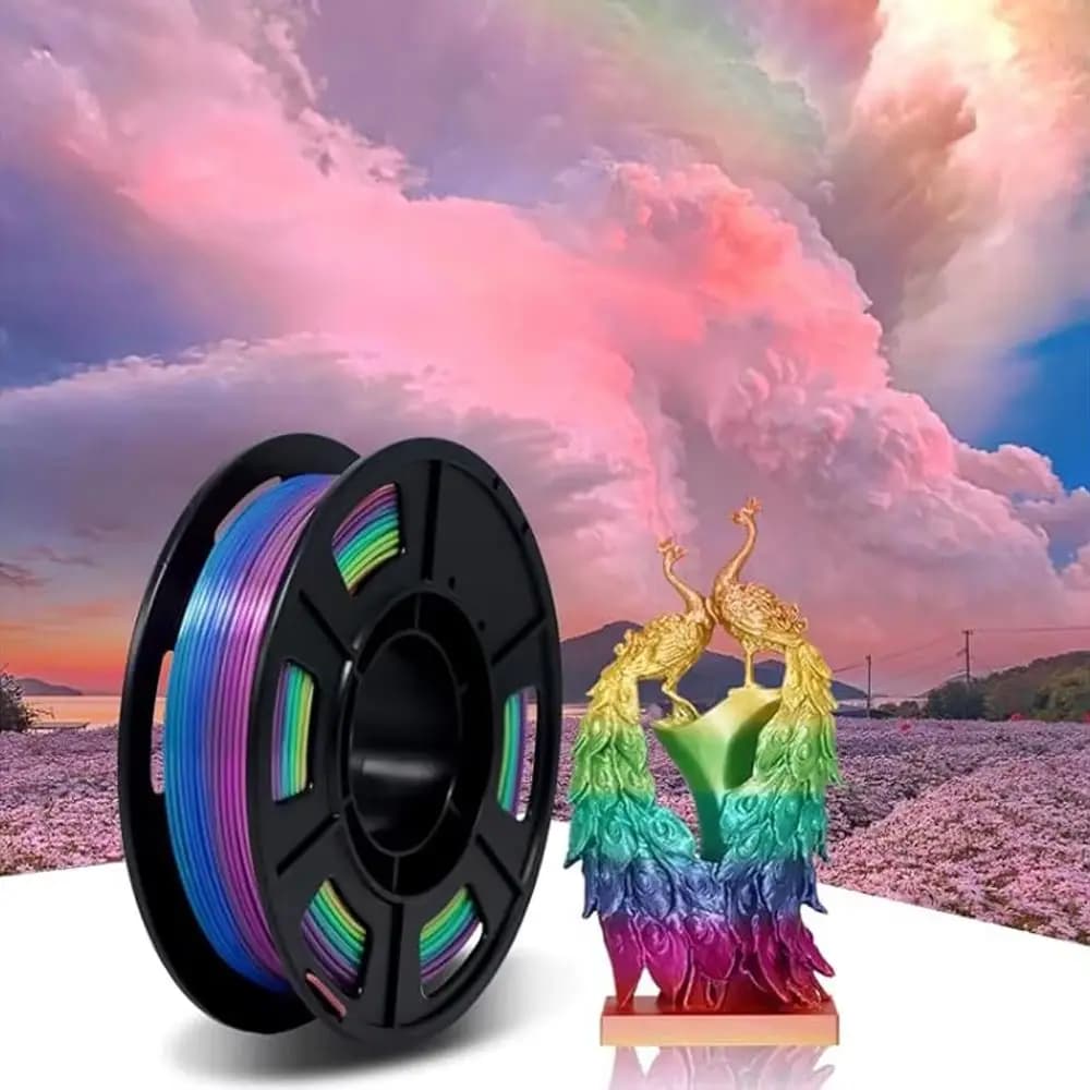 PLA Silk Rainbow Candy Filament for 3D Printing, 250g, Assorted Colors for 3D Printer