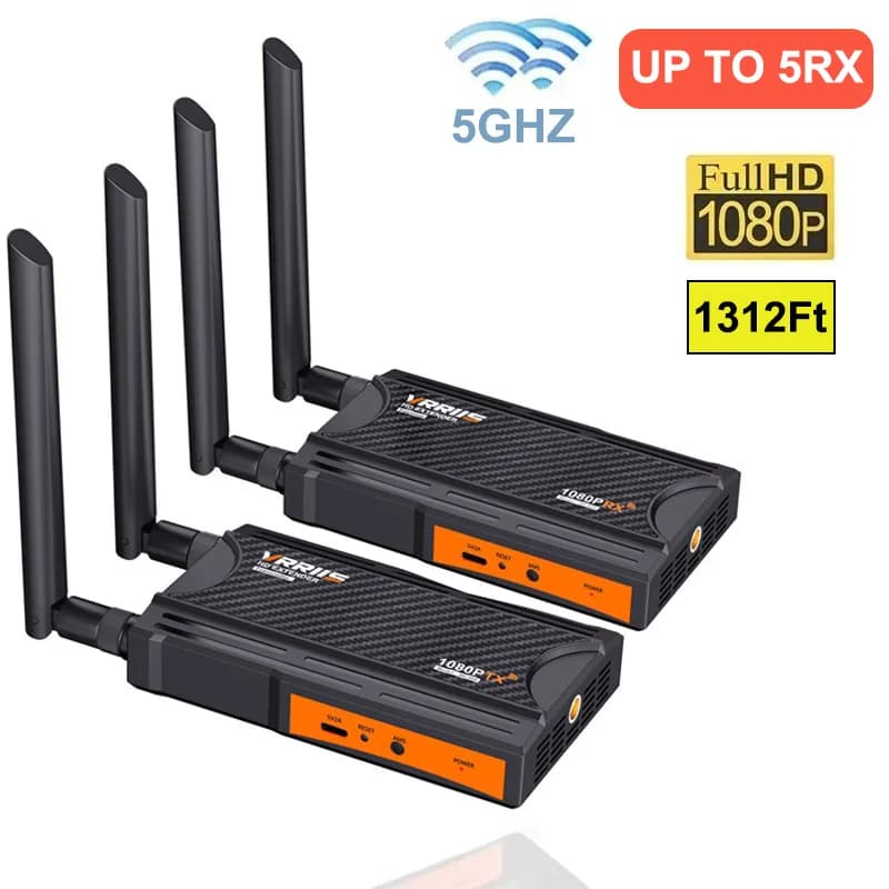 5.8Ghz 400M Wireless HDMI Extender Video Transmitter Receiver 1 To 5 Splitter Screen Share for PS4 DVD Camera PC To TV Monitor