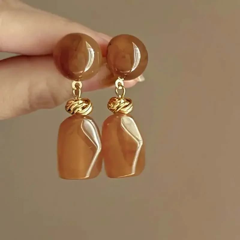 Vintage Brown Acrylic Long Tassel Pendant For Women Elegant Metal Irregular Geometric Earrings Jewelry Accessories 2025 36