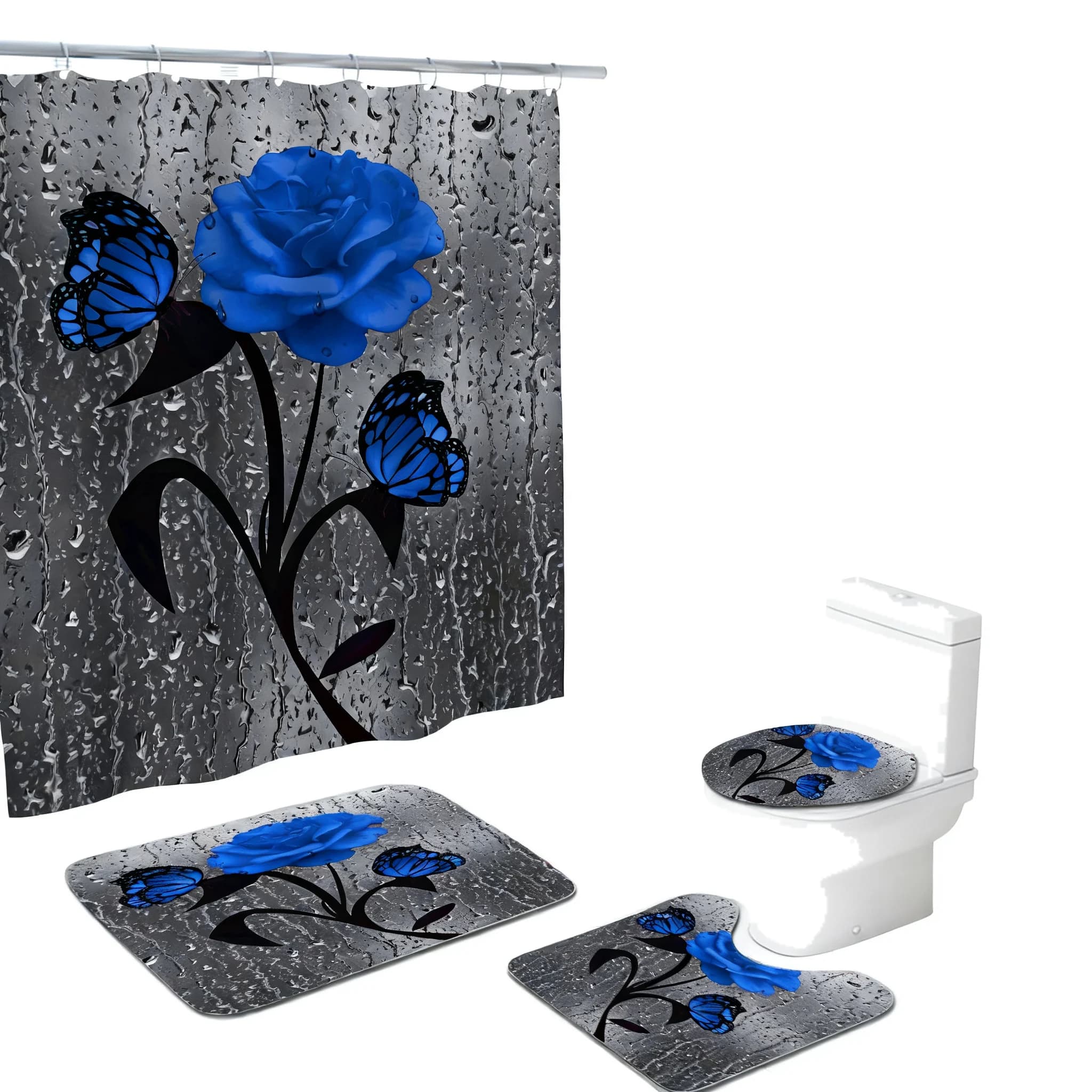 Luxurious Royal Blue Shower Curtains For Bathroom And Stylish Leopard Bathroom Set With Unique