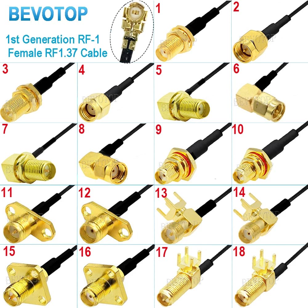 10PCS RF1.37 Cable Waterproof SMA Female to uFL/u.FL RF-1Female Jack WIFI Antenna RF Cable RG1.37MM Pigtail Extension