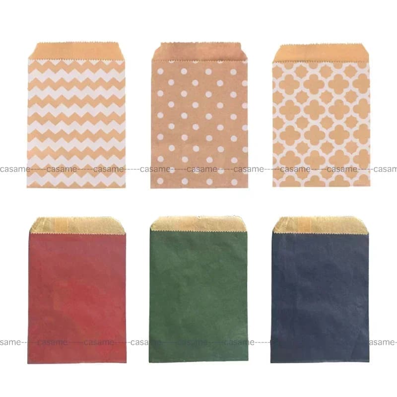 50 sacchetti per biscotti di caramelle in carta kraft con punto ondulato da 15x10 cm, perfetti per imballare, confezionare e regali, forniture per piccole imprese