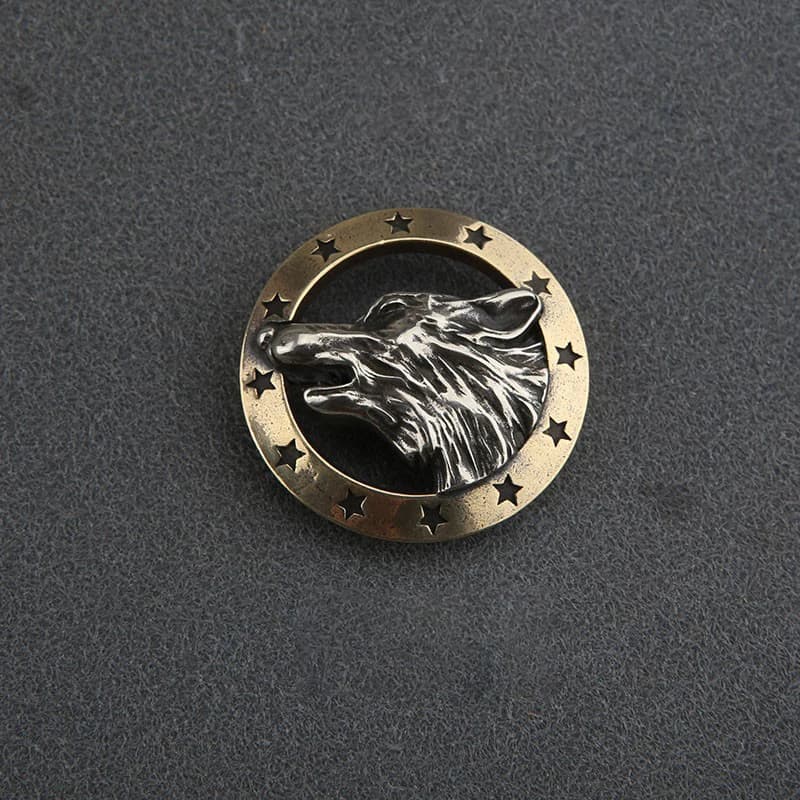 Ottone scava fuori testa di lupo Conchos vite indietro decorazione artigianale in pelle per cintura portafoglio sella accessori in similpelle