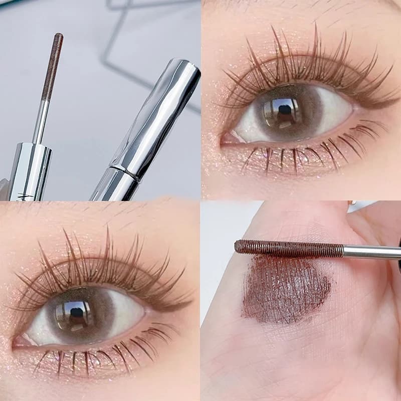 Mascara con testina a spirale impermeabile - Tubo in acciaio di lunga durata, facile da applicare - Adatto per principianti, mascara per trucco da festa, nuovo