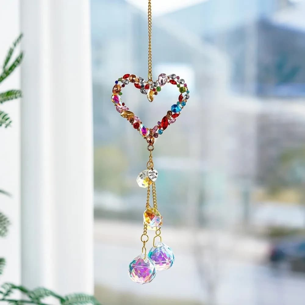 Portable Handmade Crystal Suncatcher Sparkling Exquisite Wind Chime Reflective Hanging Ornament Outdoor Gardens