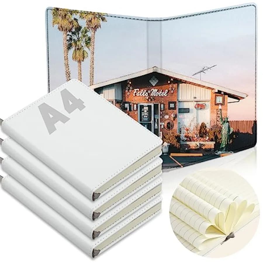 4 Pcs Sublimation Notebooks Sublimation Journal Blank Notebooks A6 A5 A4 190 Pages Thick Fau Leather Journal for School Office