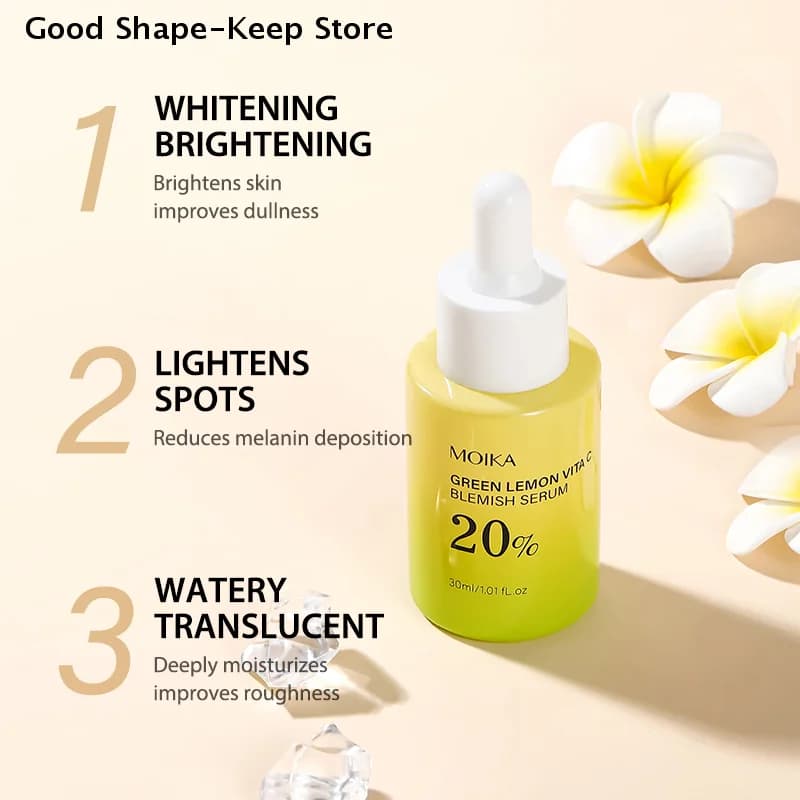 Siero MOIKA Skincare with 20% Niacinamide and Vitamin C to illuminate and correct dark spots, treatment for opaque and flaccid skin
