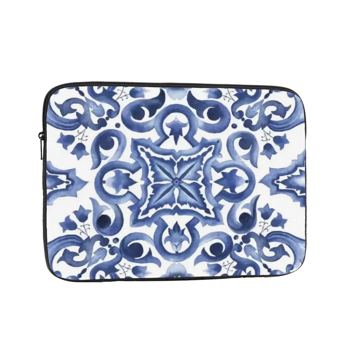 Custodia protettiva per laptop con piastrelle siciliane mediterranee floreali ornate blu Borsa per notebook Custodia antiurto per tablet
