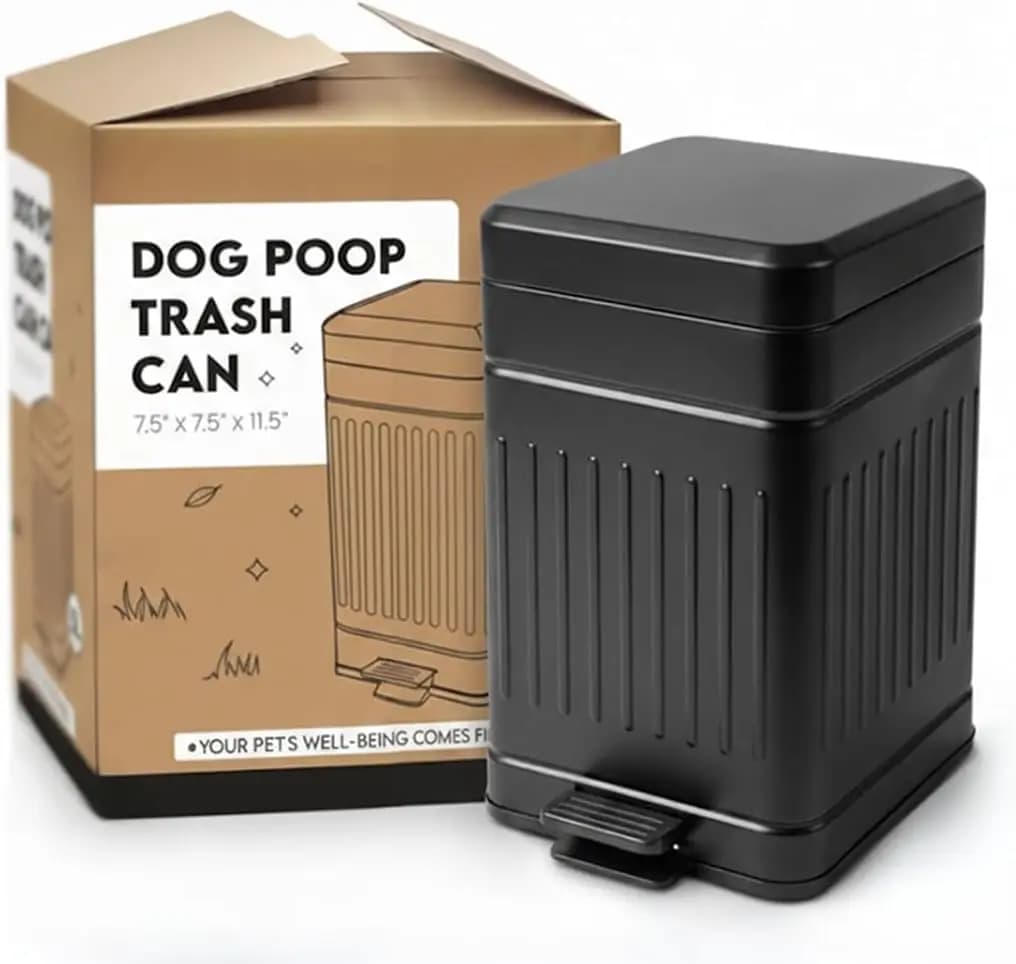 Cestino per Rifiuti di Cani in Acciaio Inox da 1,3 Galloni con Controllo degli Odori, Secchio Impermeabile per Escrementi di Cani Piccoli da Esterno