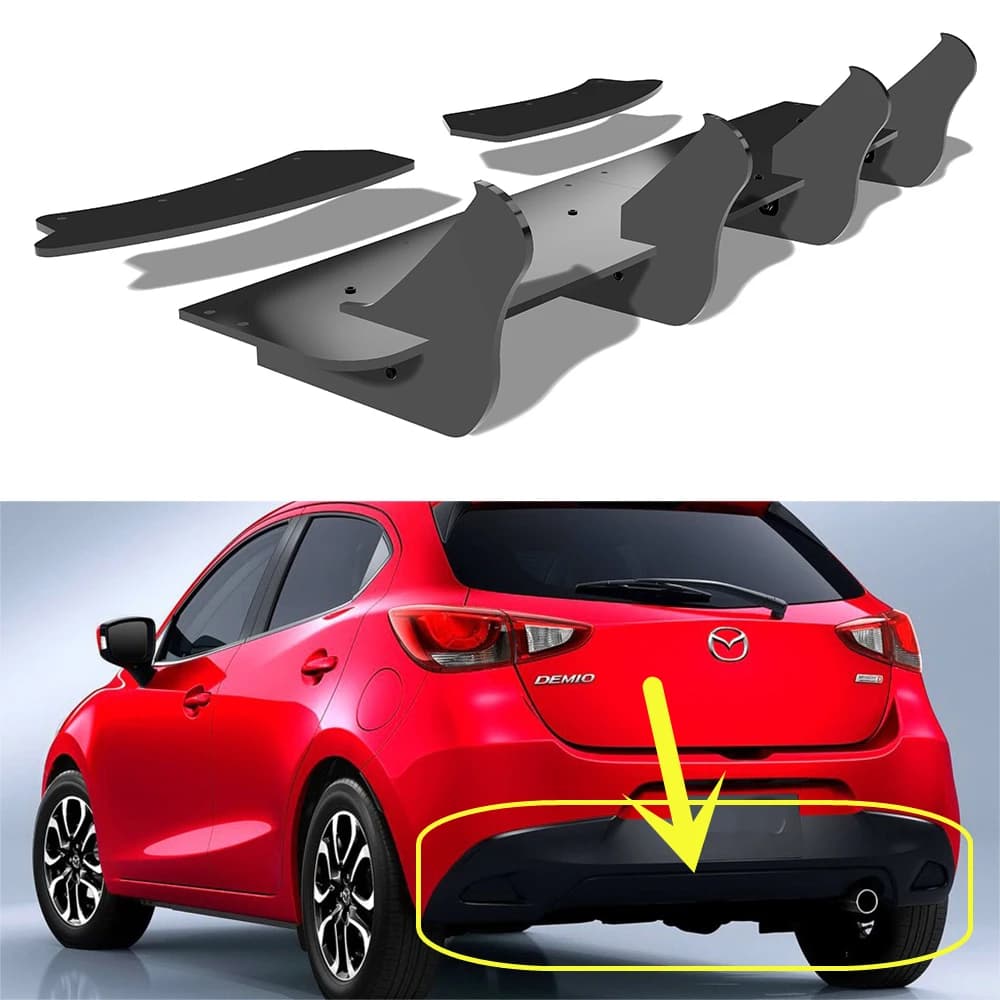 Per Mazda 2 Hatchback 2015 2016 2017 2018 Diffusore Posteriore Spoiler Paraurti Splitter Kit Carrozzeria Accessori