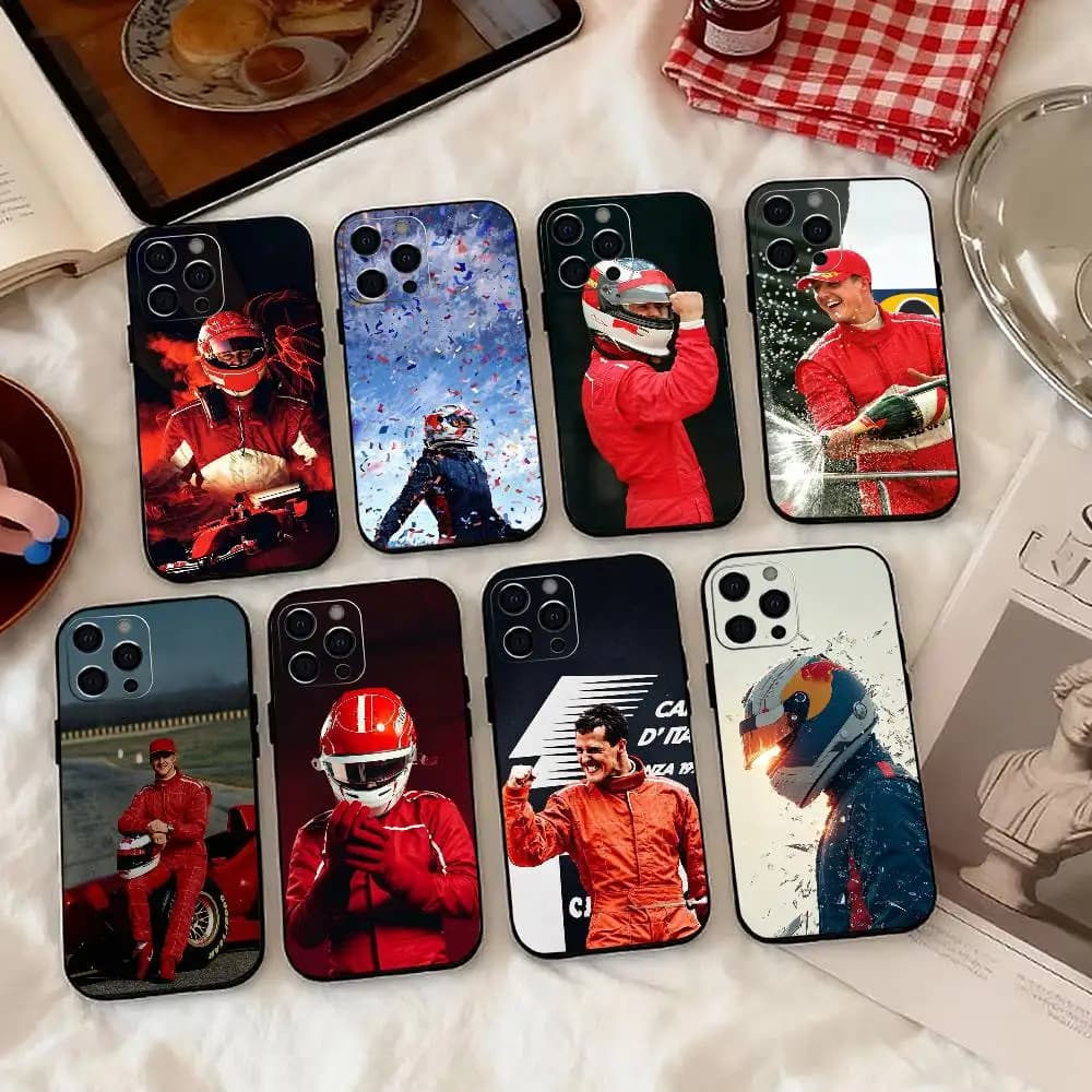 Racing Drivers M-Michael S-Schumacher Phone Case For iPhone 17, 16,15,14,13,12,11 Plus,Pro Max, Others Soft Black Cover