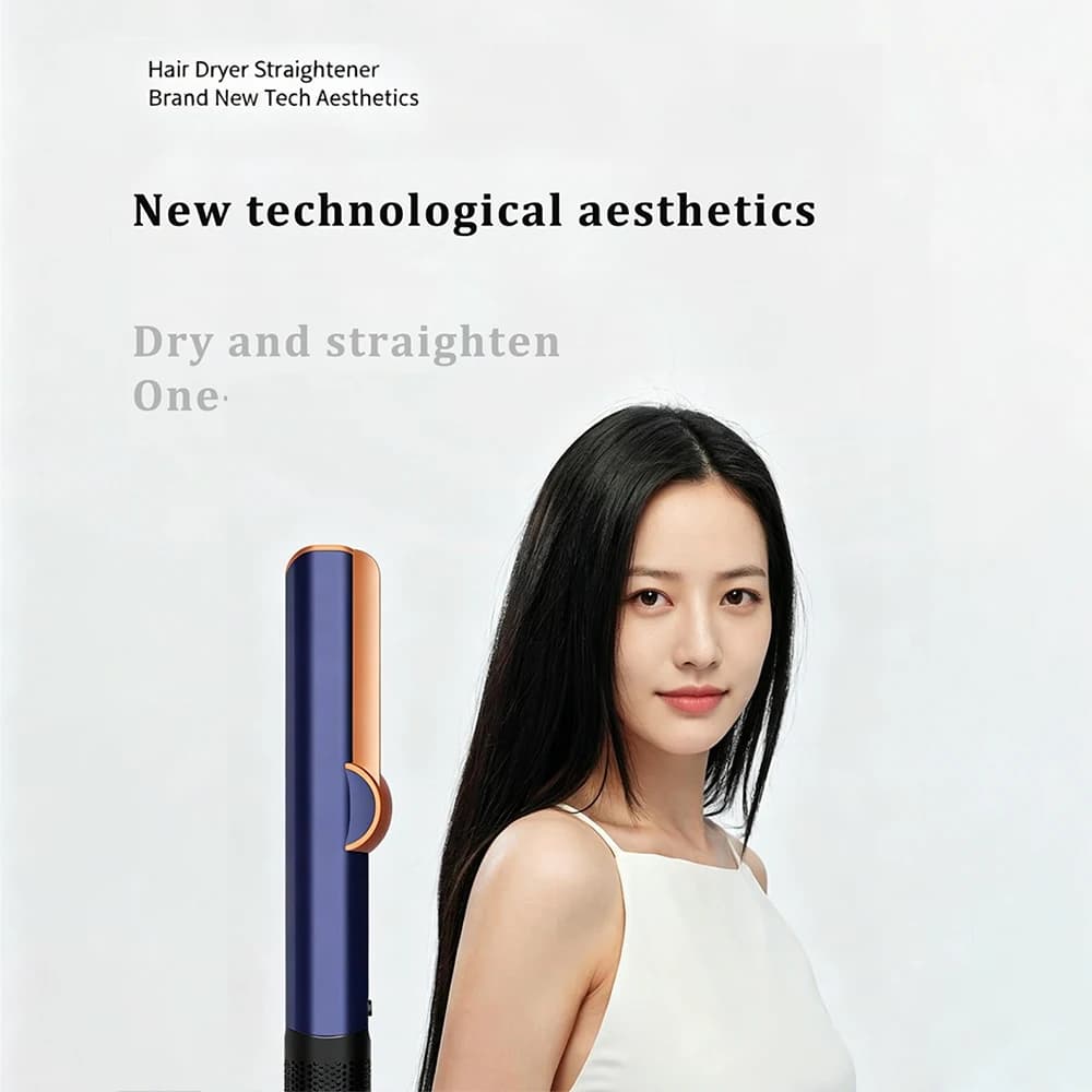 110000 RPM 1300W High Speed Fast Heating Negative Ion Plasma 3-in-1 Titanium Hair Dryer Straightener, Temperature Control