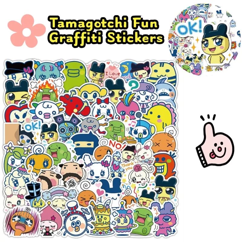 Adesivi Tamagotchi Giapponesi, Animali Elettronici, Mametchi, Kuchipatchi, Divertenti Graffiti in Vinile per Bottiglie d'Acqua, Laptop, Cover per Telefono