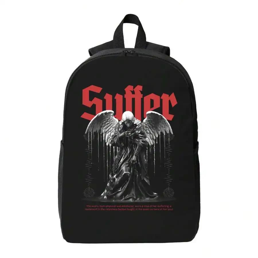 Gothic Angel Suffer Print Backpack Men Unisex Large Capacity Laptop Travel Bag