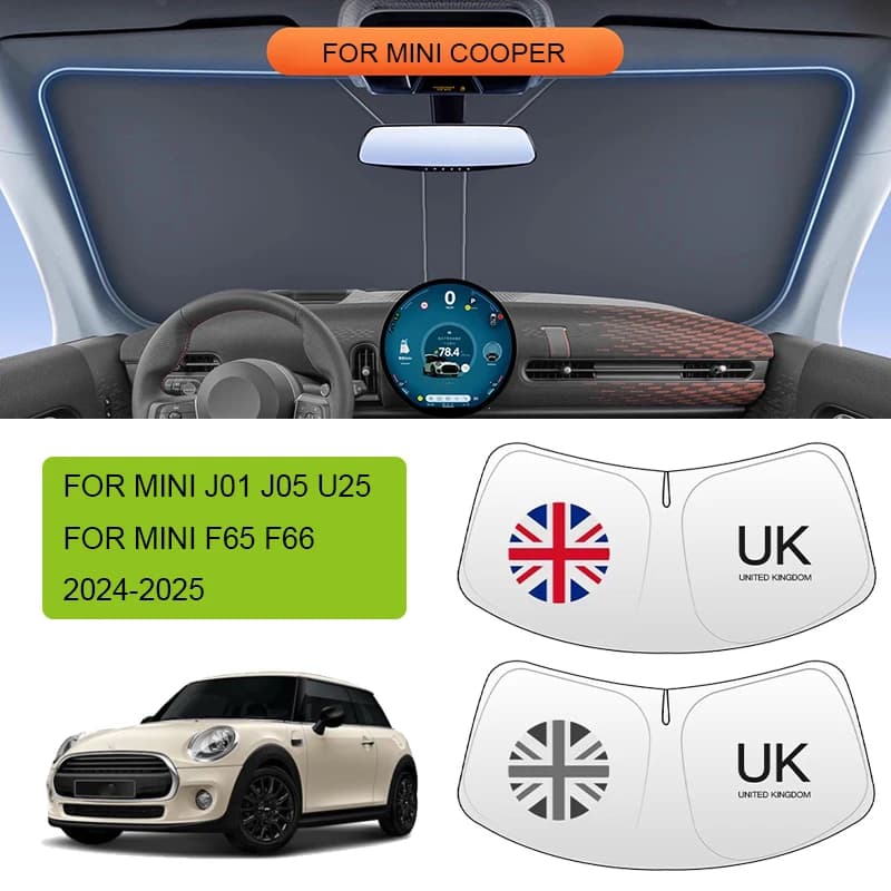 Car Windshield Sun Shade For Mini Cooper S E SE F65 F66 J01 J05 Aceman U25 Countryman 2024 2025 Front Window Sunshade Protector