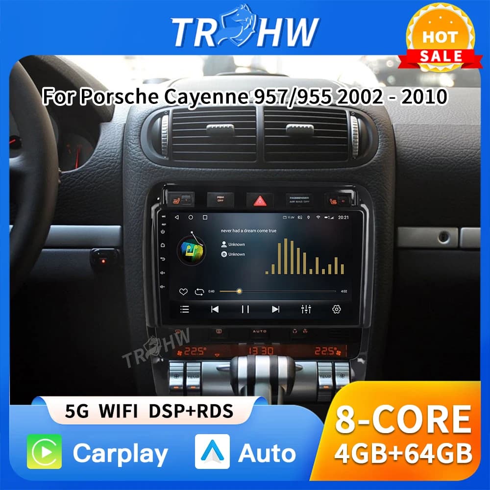 Android 16 Lettore video multimediale per auto WIFI per Porsche Cayenne 957/955 2002 - 2010 Autoradio HeadUnit GPS Autoradio Carplay BT