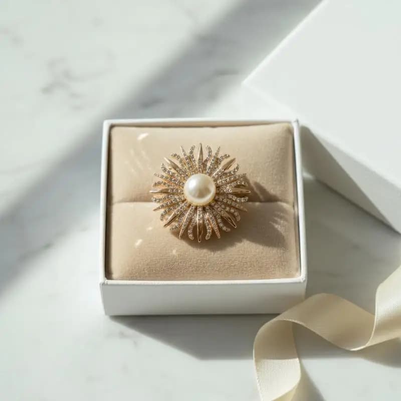 Spille in metallo a forma di girasole con perle alla moda per abbigliamento femminile, cappotti, gioielli, accessori, regali