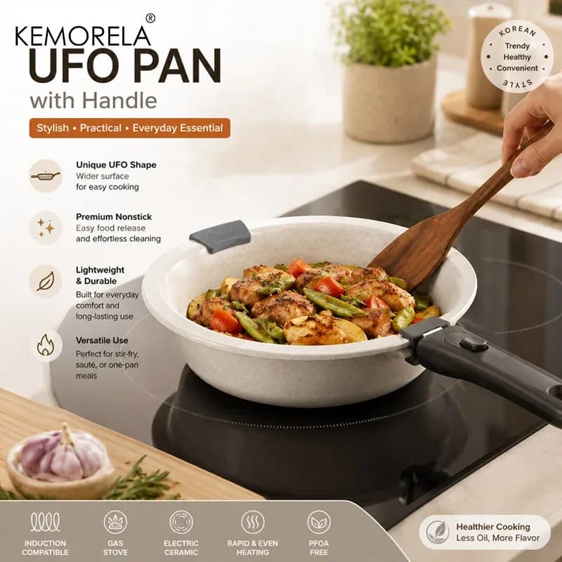 Korean-Style Aluminum Alloy "Flying Saucer Plate" With handles Ceramic Coating Suitable for Pan-Frying Chicken Wings and Steaks
