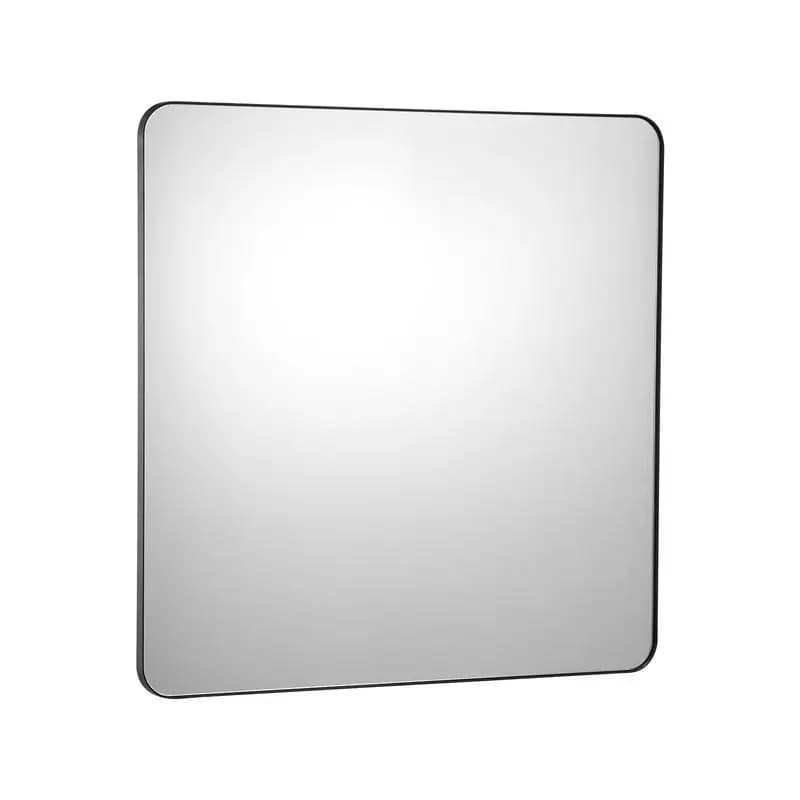 Framed Wall Mirror 36" x 36" For Bathroom Bedroom Living Room Aluminium Alloy Frame Explosion-Proof Film Z-Shaped Bracket 0.15" Thickness Square Reflective Surface Vertical Horizontal Mounting Hardware Included Modern Home Decor Accessory