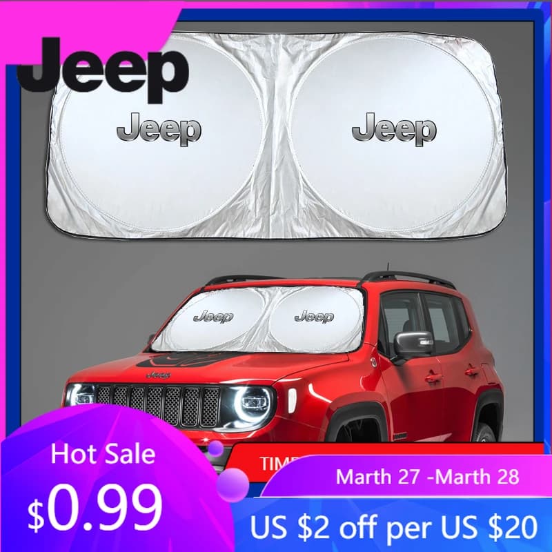 Parasole per Parabrezza Auto Jeep, Protezione UV, Accessori Auto per Jeep Grand Cherokee, Wrangler JK, Gladiator, Compass Re