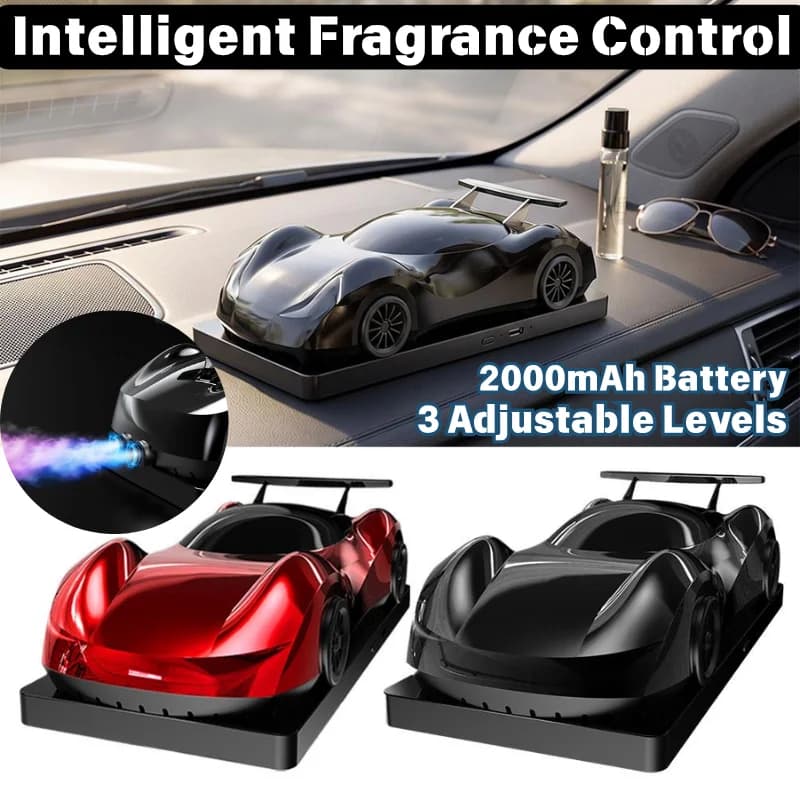 Cool Racing Car Model Car Air Freshener Portable Mini Aromatherapy Diffuser LED Light Mist Humidifier For Car Interior Decor