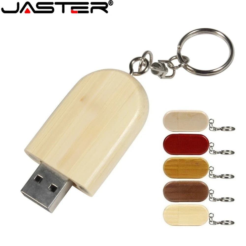 JASTER Chiavetta USB 64 GB Fancy Memory Stick 32 GB Portachiavi gratuito Pen Drive 16 GB Bambù carbonizzato U Disco 8 GB Legno di noce
