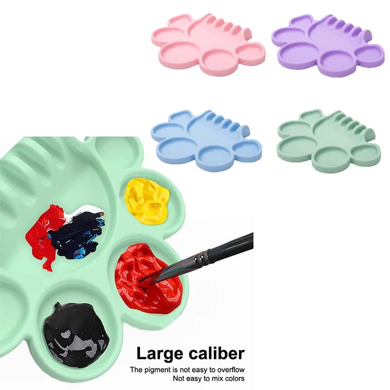 Tavolozza per pittura in silicone con portapenne, vassoio per dosaggio pigmenti, strumenti per studenti d'arte, forniture per pittura ad acquerello, olio e propilene