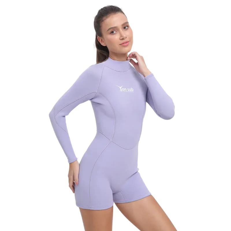 Muta da donna flessibile monopezzo a maniche lunghe e pantaloni, protezione solare, asciugatura rapida, sottile, per surf, rafting, snorkeling