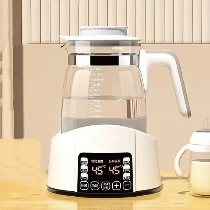 Electric kettle 1.3 liters Multifunctional thermostatic milk kettle for children 24 hours hot water kettle with glass temperature control Teapot 600W