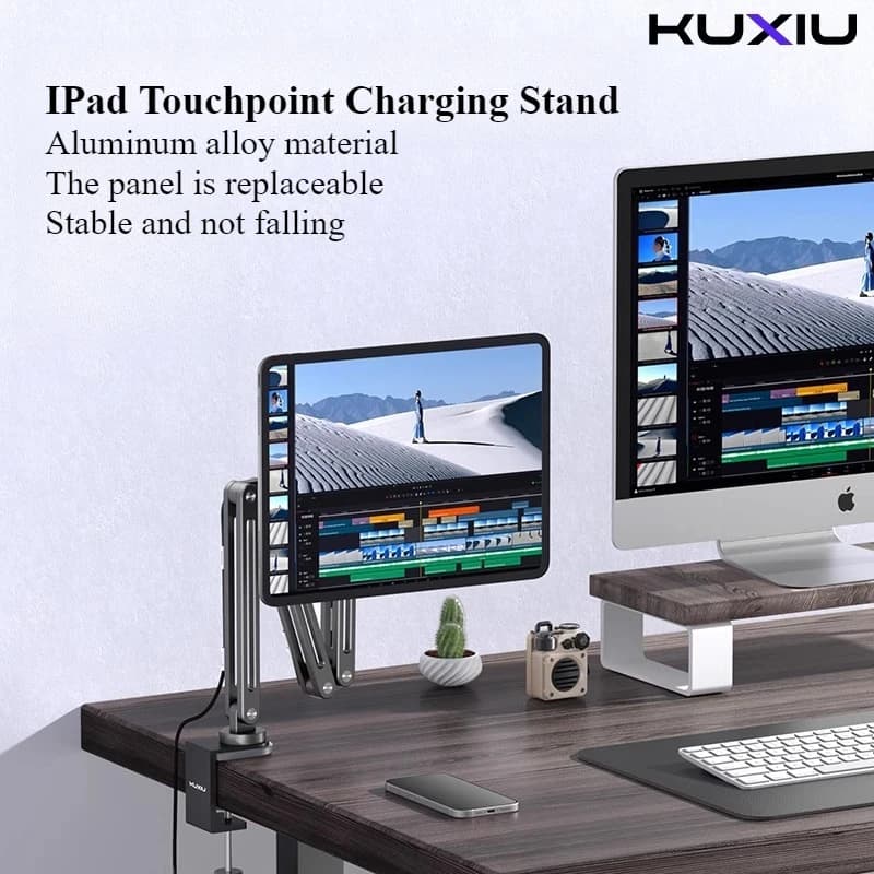 Supporto di Ricarica Magnetico KUXIU per iPad Air in Lega di Alluminio, Regolabile per Scrivania e Disegno