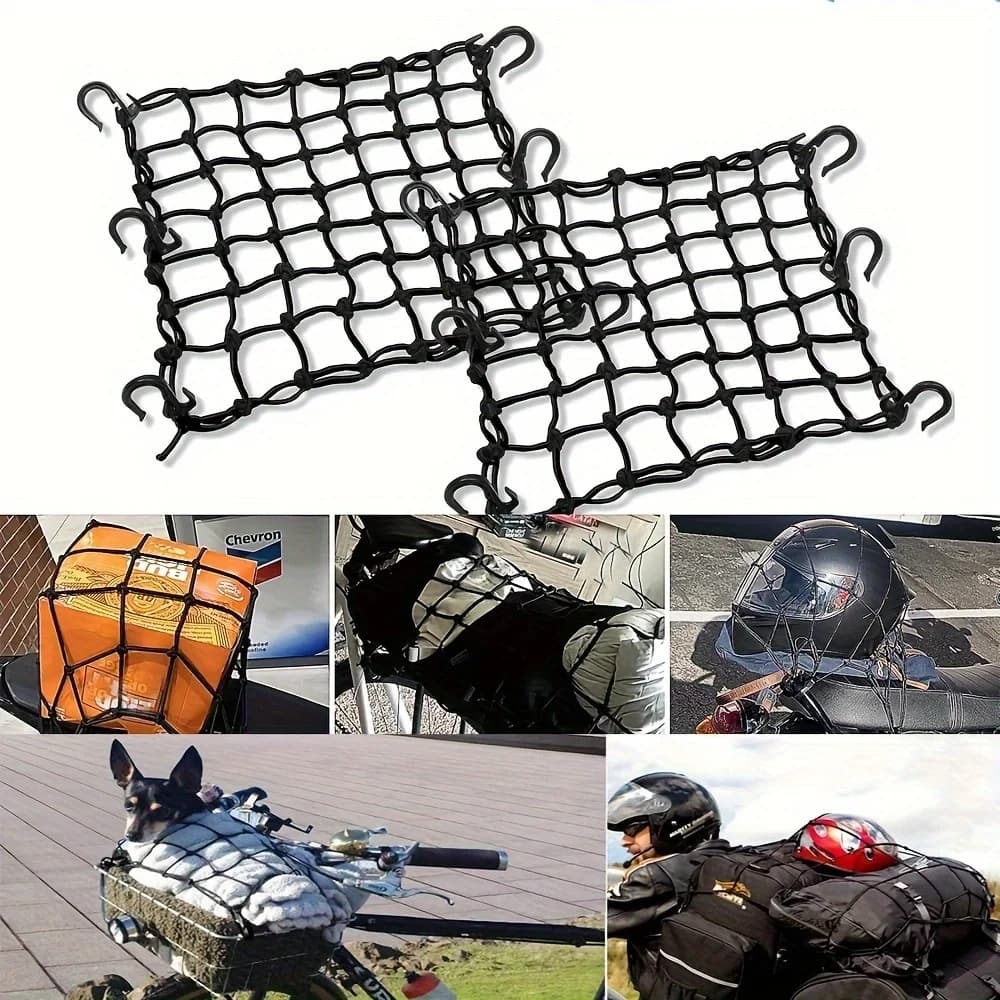 Elastic load net for helmet, luggage net, for motorcycle, bike, paddleboard, quad, canoe, moped, ATV accessories