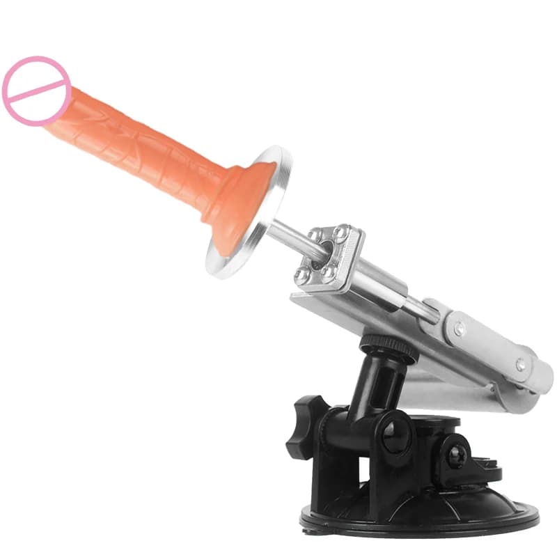Mini Macchina del Sesso Telescopica con Dildo, Piastra da 60mm, Velocità Regolabile, Giocattolo Sessuale per Masturbazione Femminile, Attuatore Lineare Telescopico