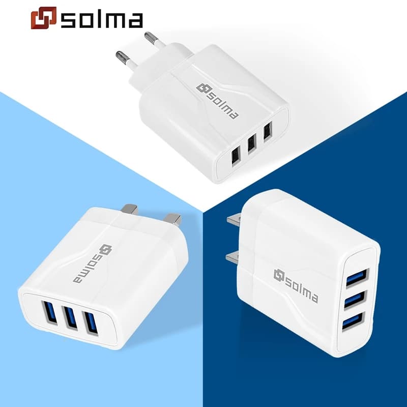 3 Door USB Travel Charger EU/USA/UK Wall Charging for iPhone Samsung Xiaomi Charging Adapter for mobile socket