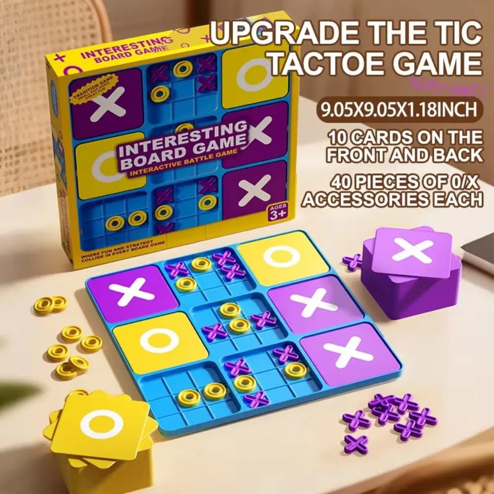 Creative Tic Tac Toe Board Game Montessori Funny Nine-Square XO Game Portable Thinking Exercise XO Chess Game Party Game