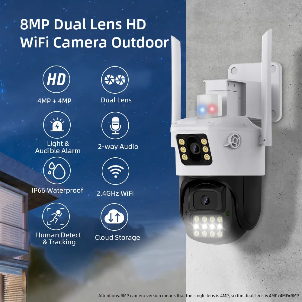 4MP UHD iCsee APP Telecamera dome IP PTZ wireless a colori AI Rilevazione umanoide Sicurezza domestica CCTV Citofono Baby Monitor