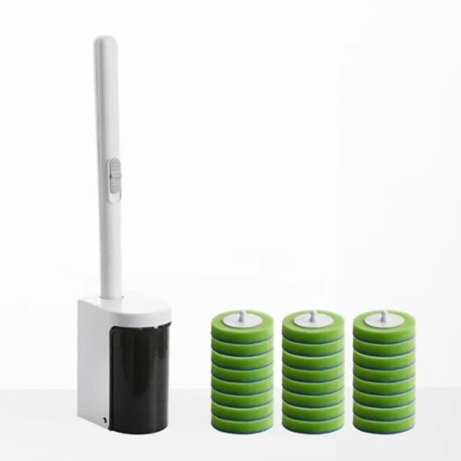 Disposable Toilet Brush, Toilet Bowl Brush and Holder Set with 24 Wand Refills, Wall Mounted Cleaning Brush for Bathroom Toilet