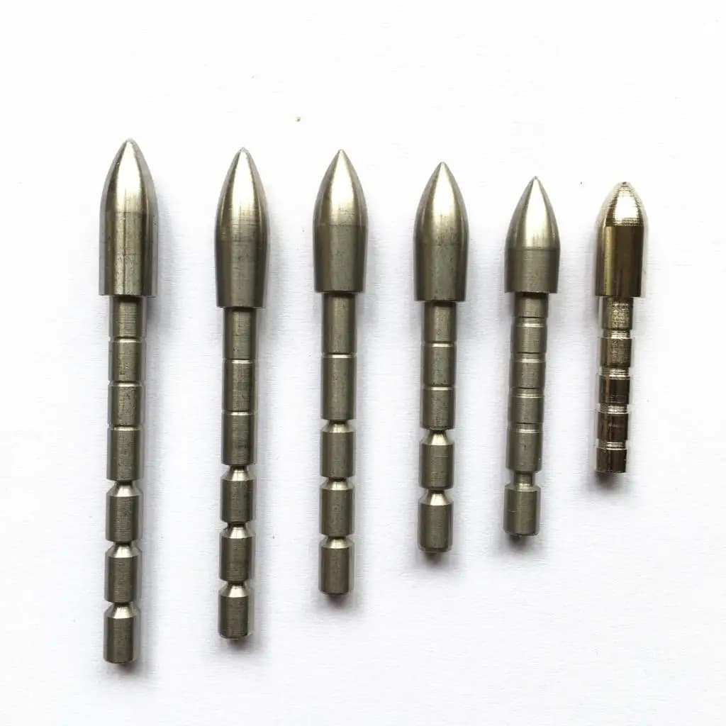 12 pz 70 80 90 100 110 120 Grana Punta di proiettile in acciaio inossidabile per ID 4.2 mm freccia in carbonio albero tiro con l'arco arco da caccia