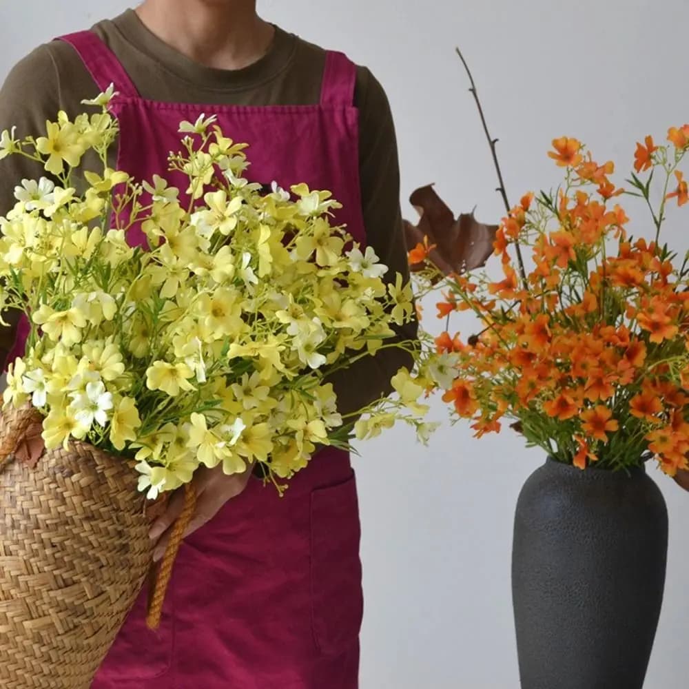 Silk Material Artificial Chrysanthemums Small Chrysanthemums 12 Heads Fake Plants Daisy Clematis Silk Flowers Wedding Decor
