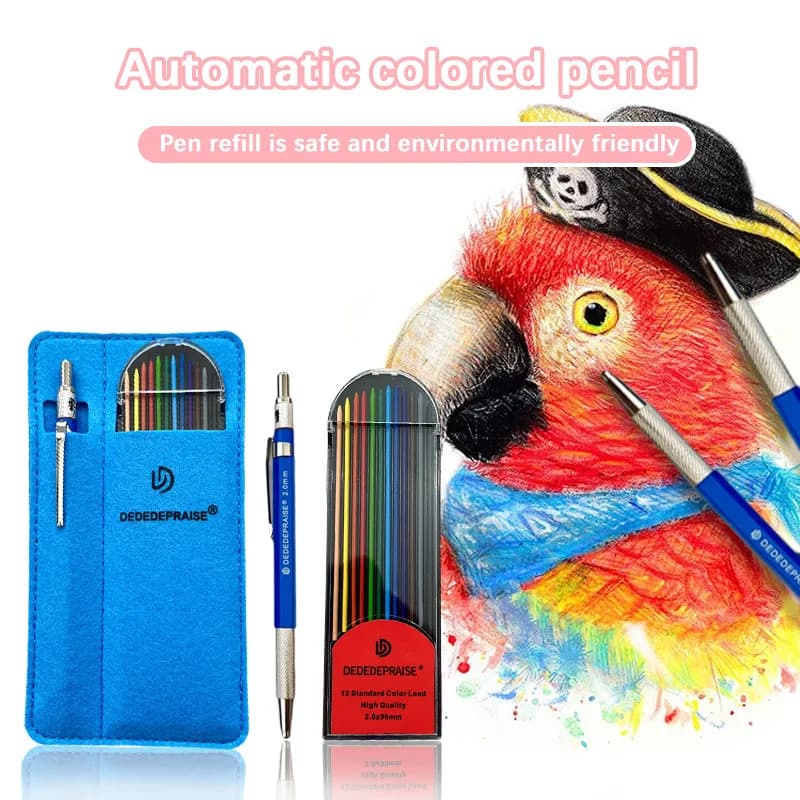 12/24 Colored Leads 2.0mm Mechanical Pencil Set Standard Portrait Macaron leads Distinctly Colored Refill Leads Drawing Art DIY